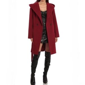 Stylish Red Hooded Coat